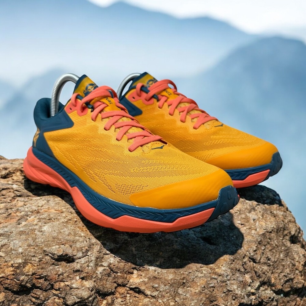 Hoka One One Men's Yellow Navy Coral Athletic Running Shoes